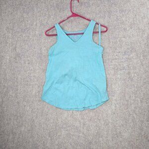 So Women Tank Top Aqua Small Lightweight Knit Draped Back Casual Sleeveless